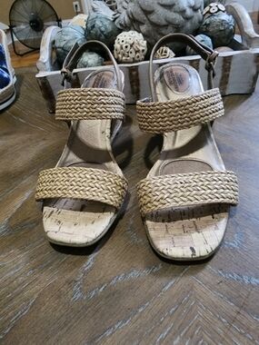 Woven Two-Strap Cork Sandal - Neutral Tan Life Stride